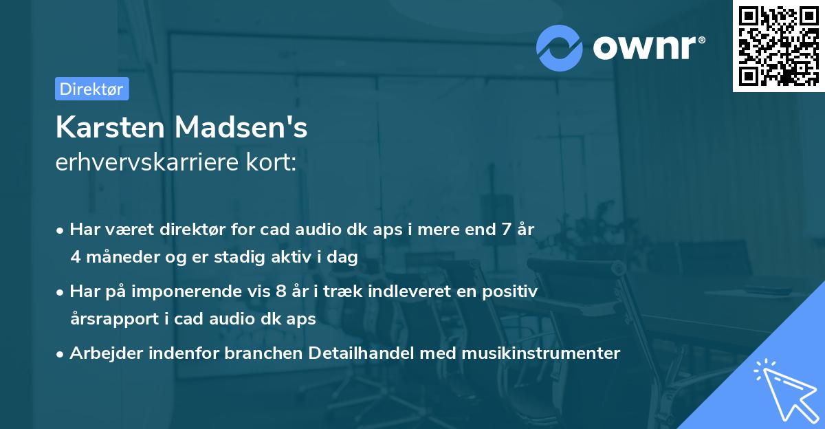 Karsten Madsen's erhvervskarriere kort
