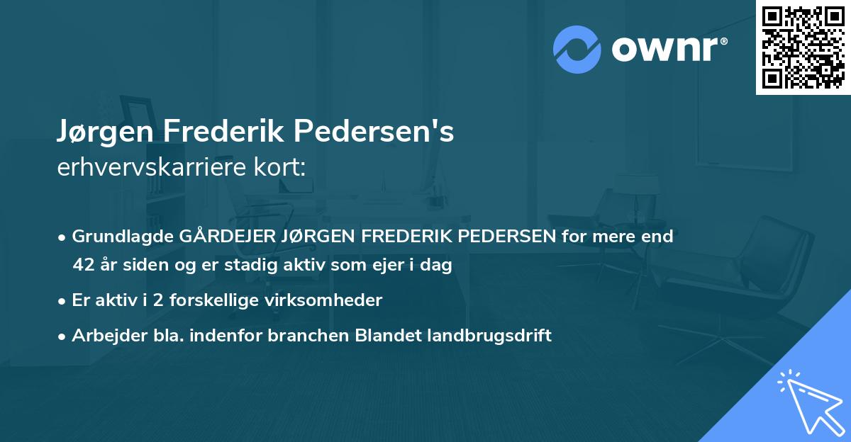 Jørgen Frederik Pedersen's erhvervskarriere kort