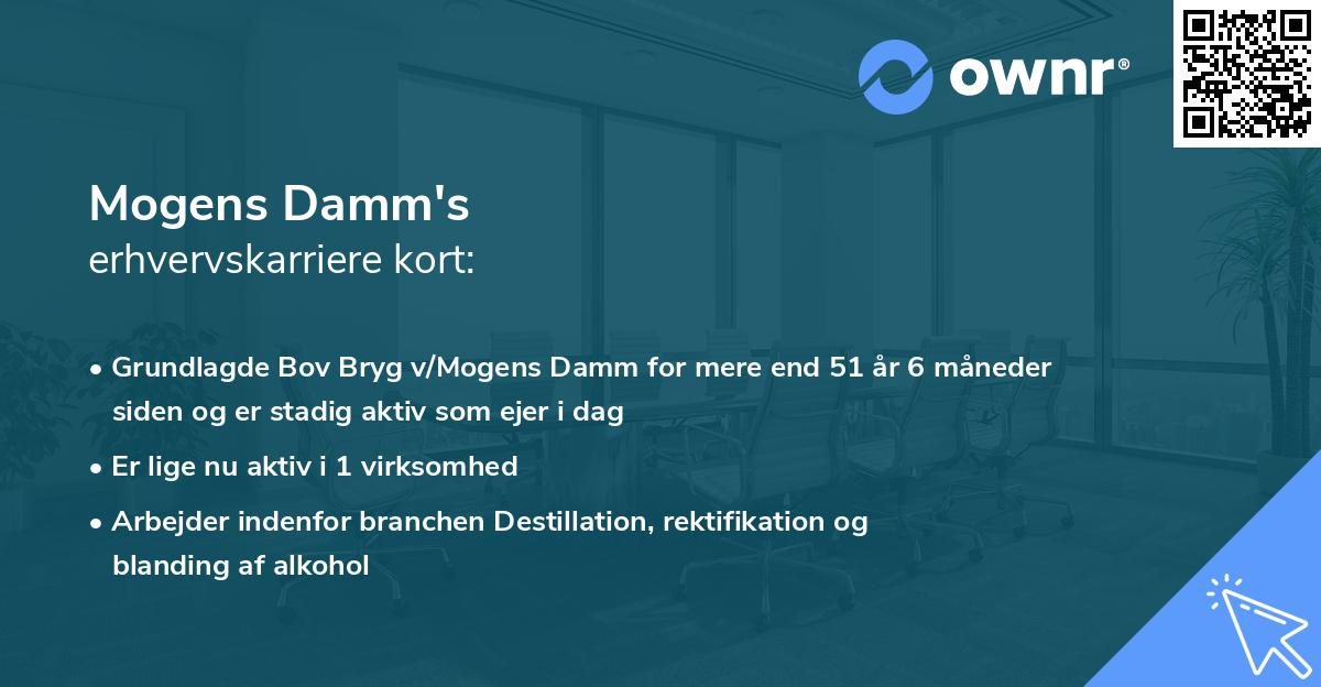 Mogens Damm's erhvervskarriere kort