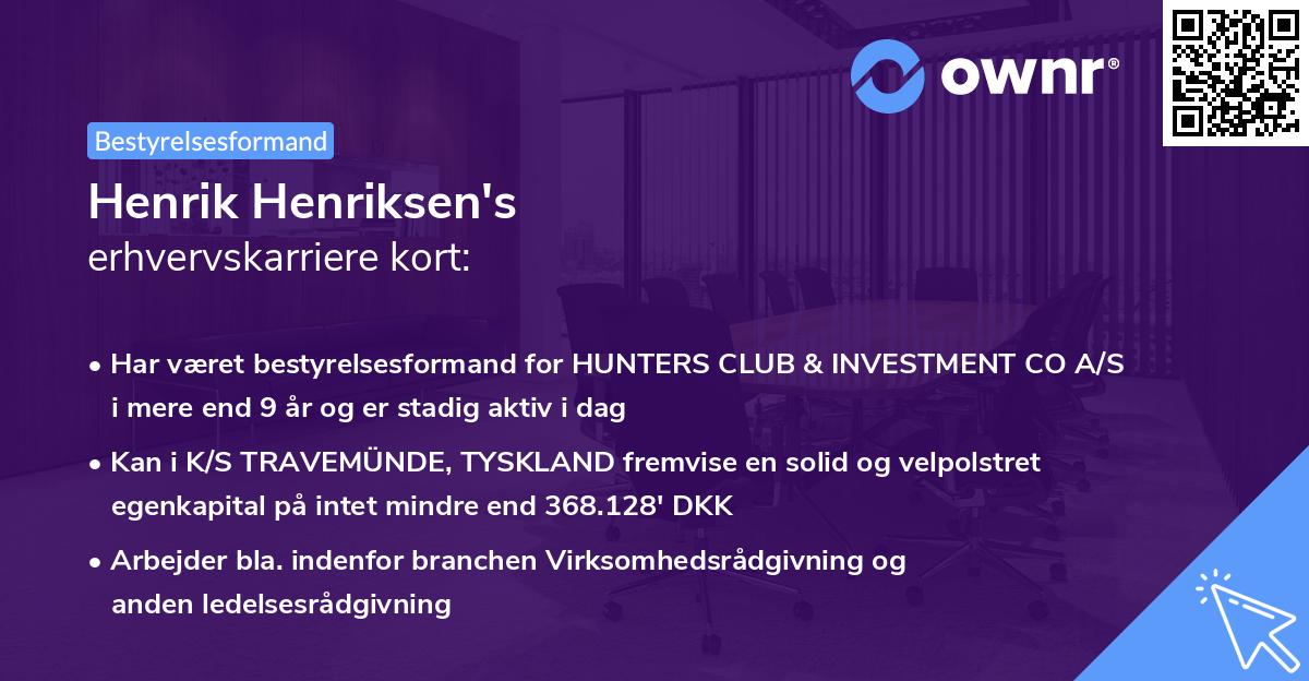 Henrik Henriksen's erhvervskarriere kort