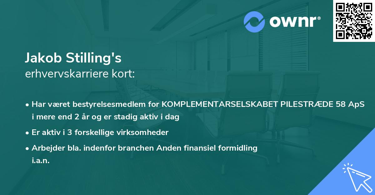 Jakob Stilling's erhvervskarriere kort