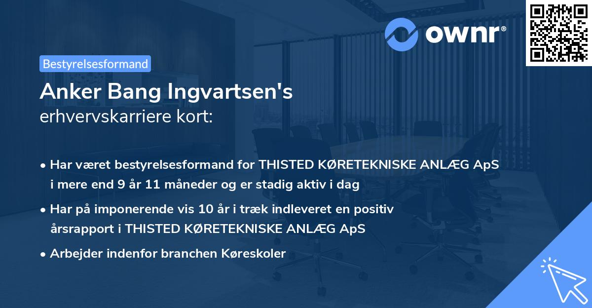 Anker Bang Ingvartsen's erhvervskarriere kort