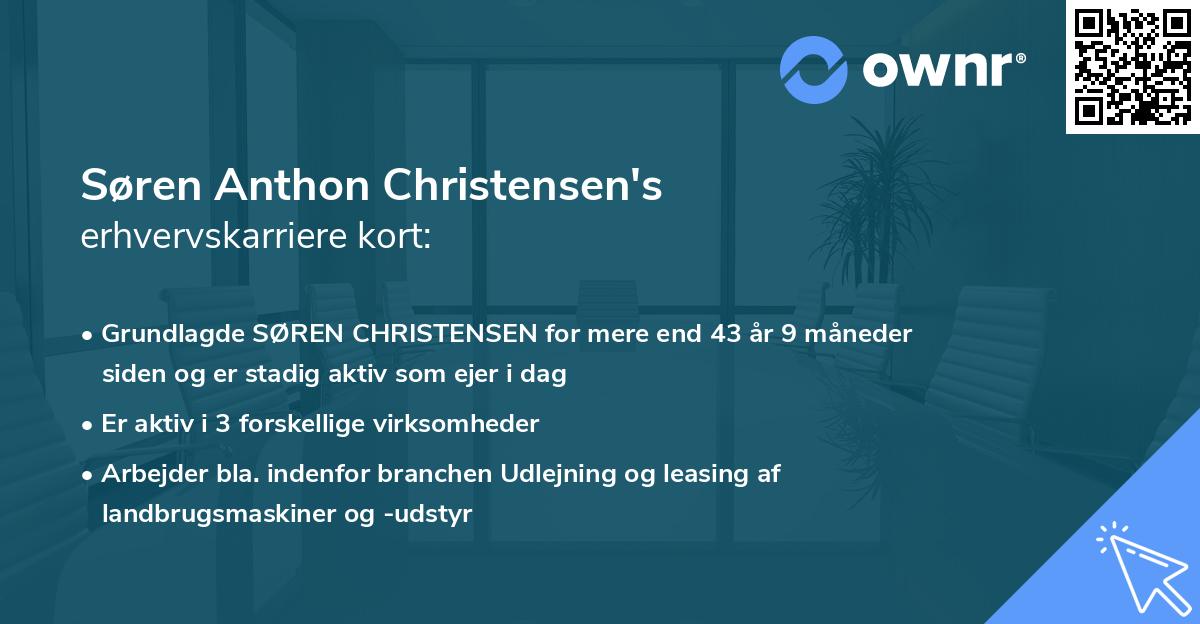 Søren Anthon Christensen's erhvervskarriere kort