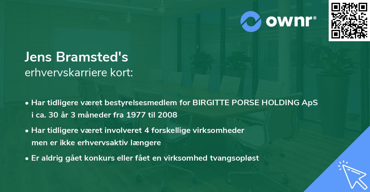 Jens Bramsted's erhvervskarriere kort