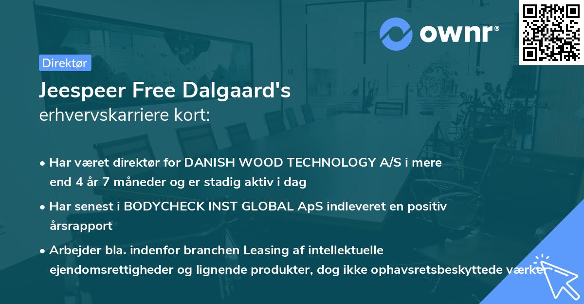 Jeespeer Free Dalgaard's erhvervskarriere kort