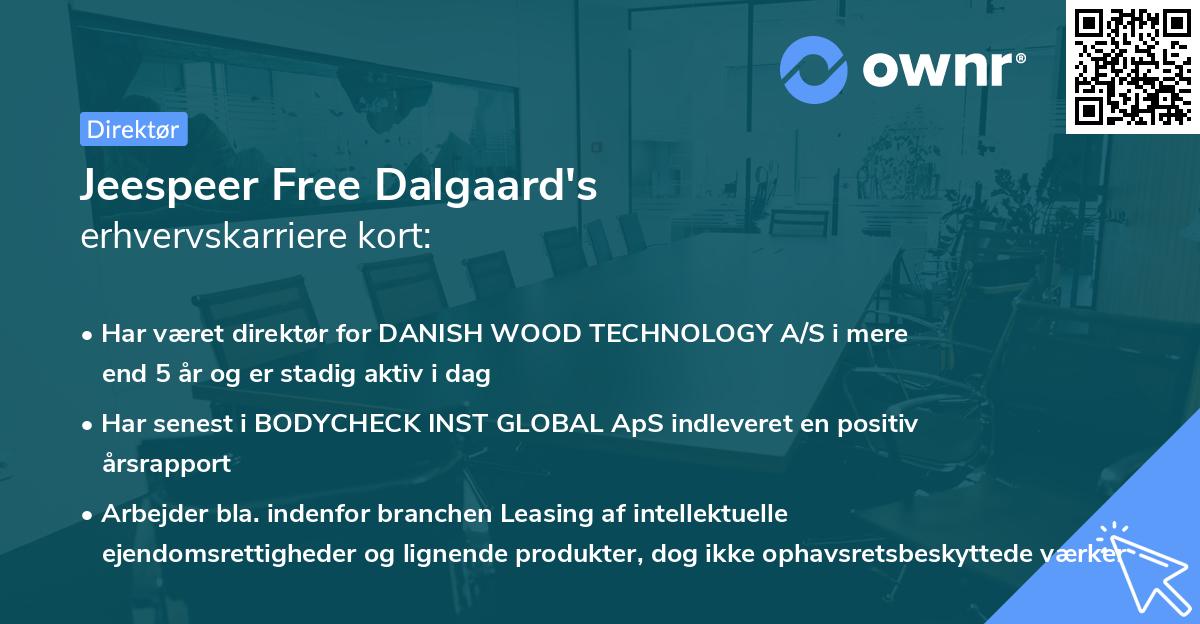 Jeespeer Free Dalgaard's erhvervskarriere kort