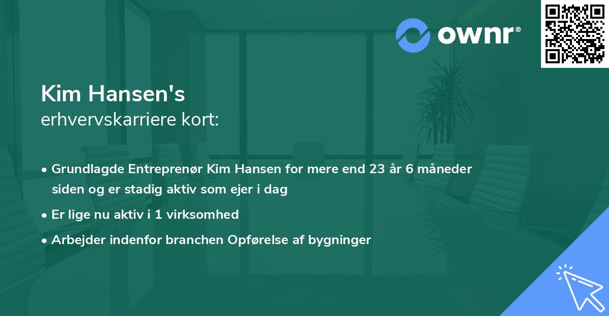 Kim Hansen's erhvervskarriere kort