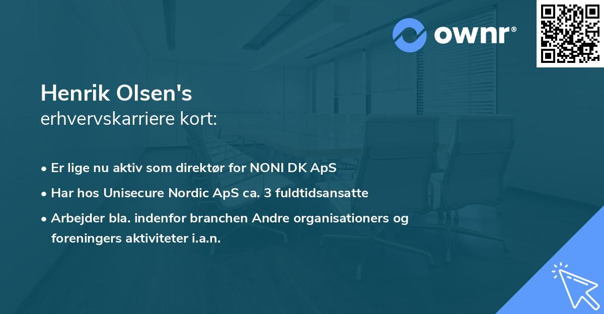 Henrik Olsen's erhvervskarriere kort