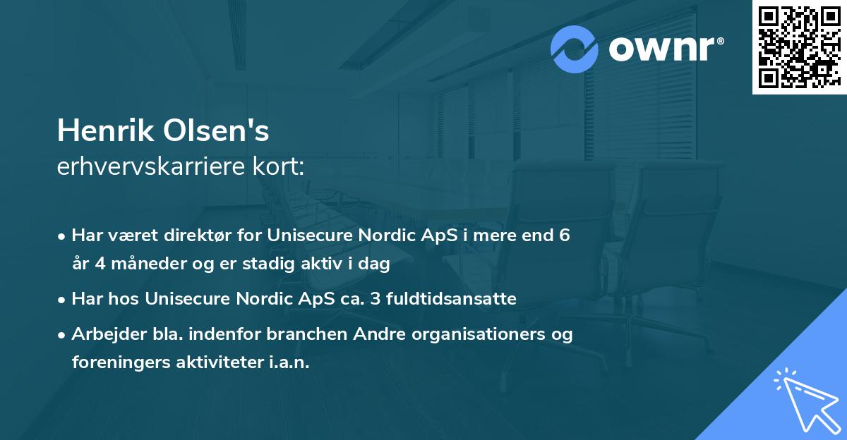 Henrik Olsen's erhvervskarriere kort