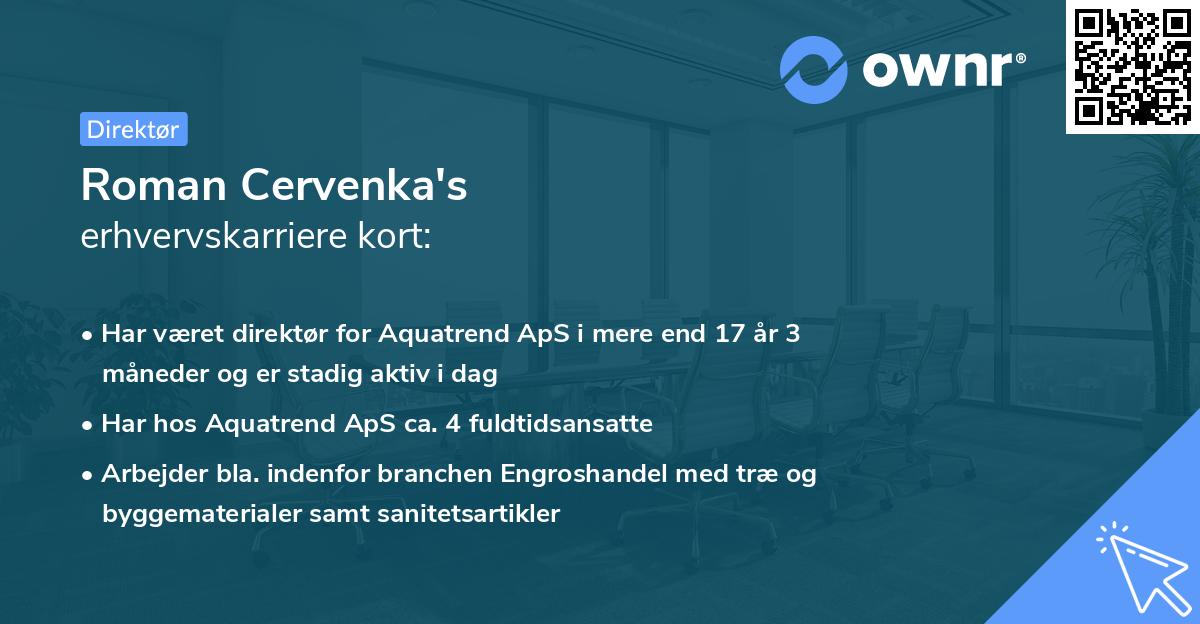 Roman Cervenka's erhvervskarriere kort