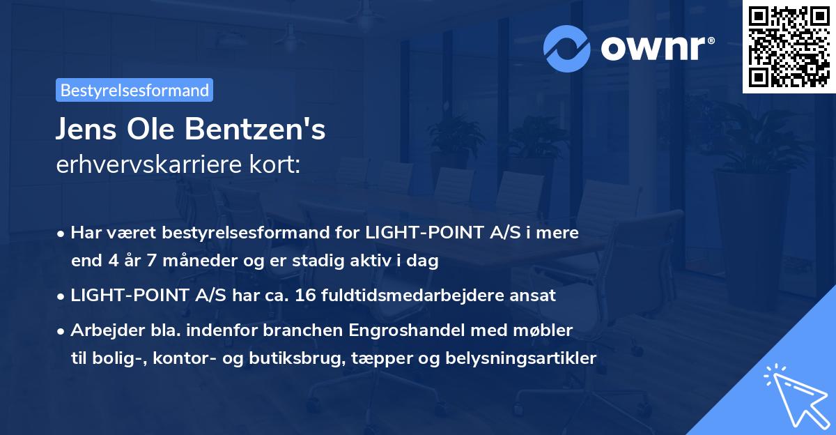 Jens Ole Bentzen's erhvervskarriere kort