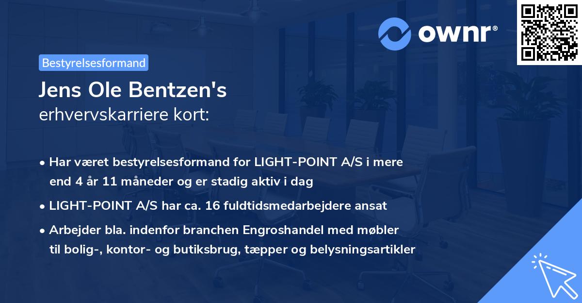 Jens Ole Bentzen's erhvervskarriere kort