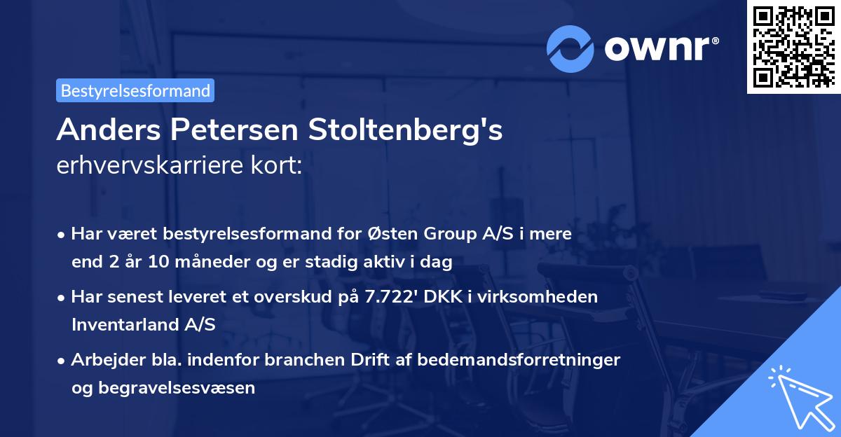 Anders Petersen Stoltenberg's erhvervskarriere kort