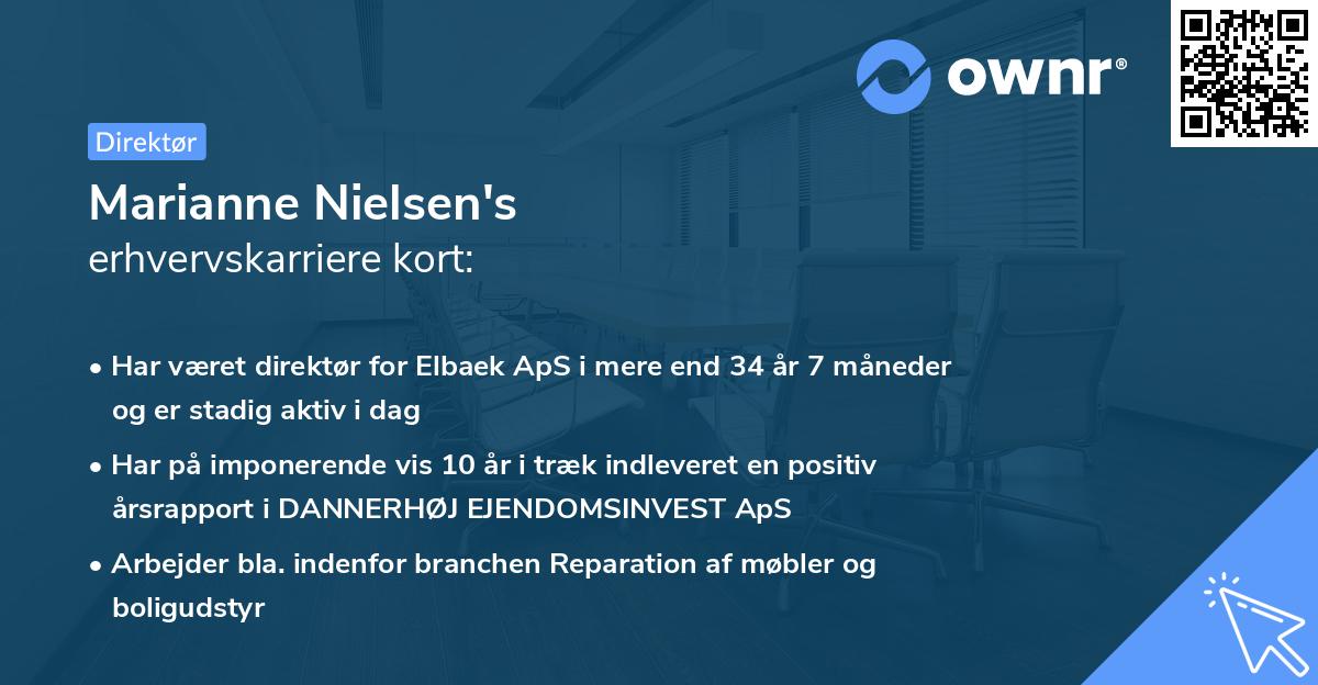 Marianne Nielsen's erhvervskarriere kort