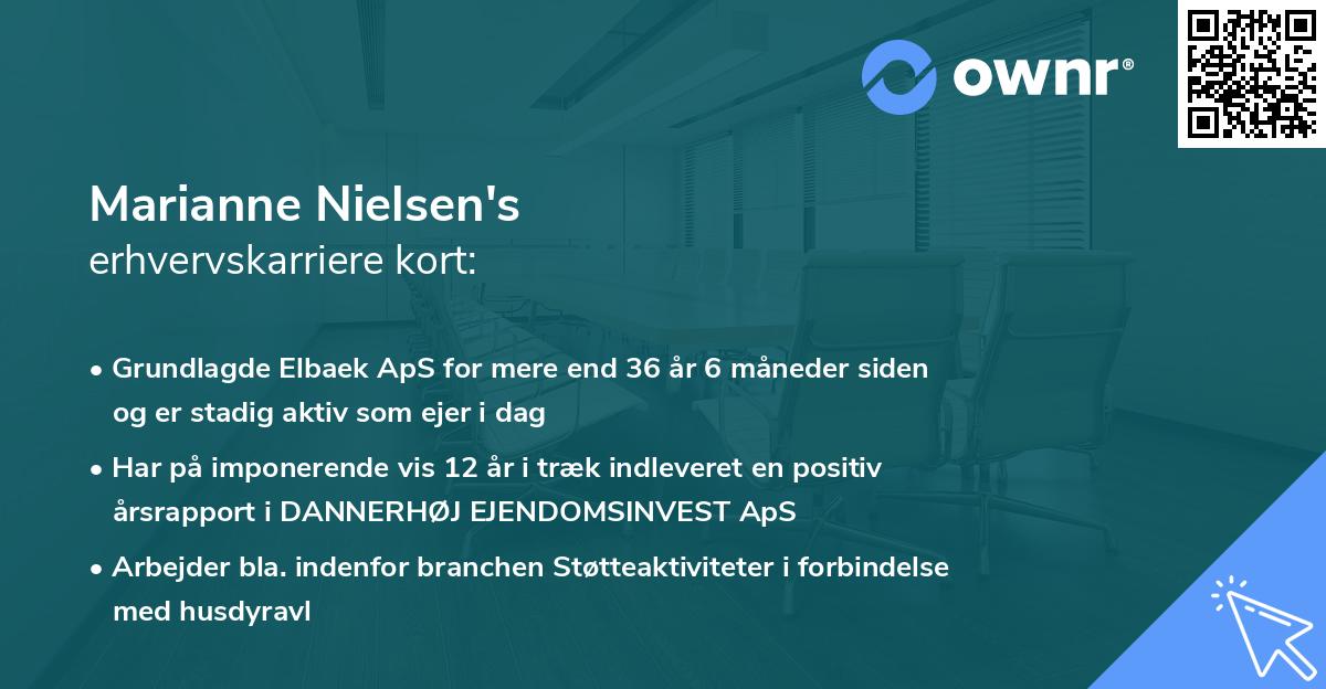 Marianne Nielsen's erhvervskarriere kort