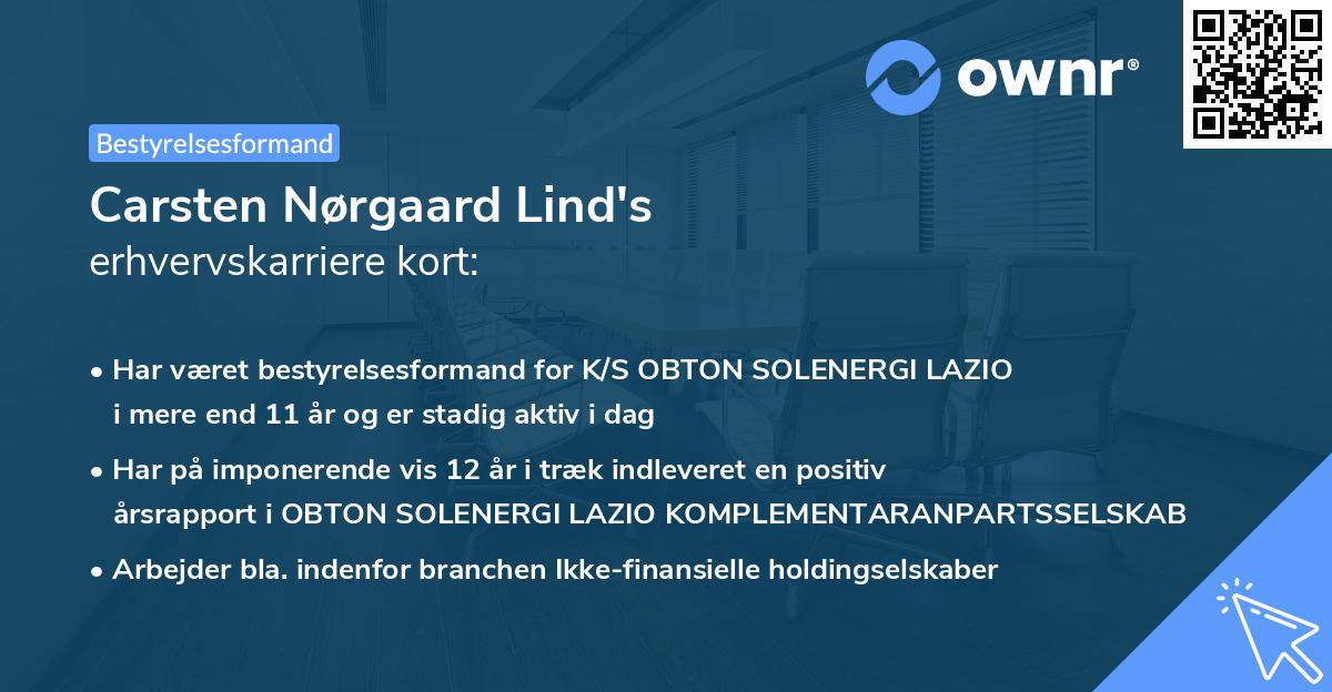 Carsten Nørgaard Lind's erhvervskarriere kort