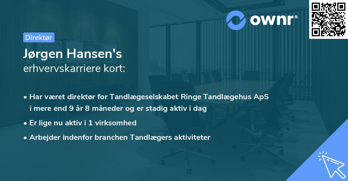 Jørgen Hansen's erhvervskarriere kort