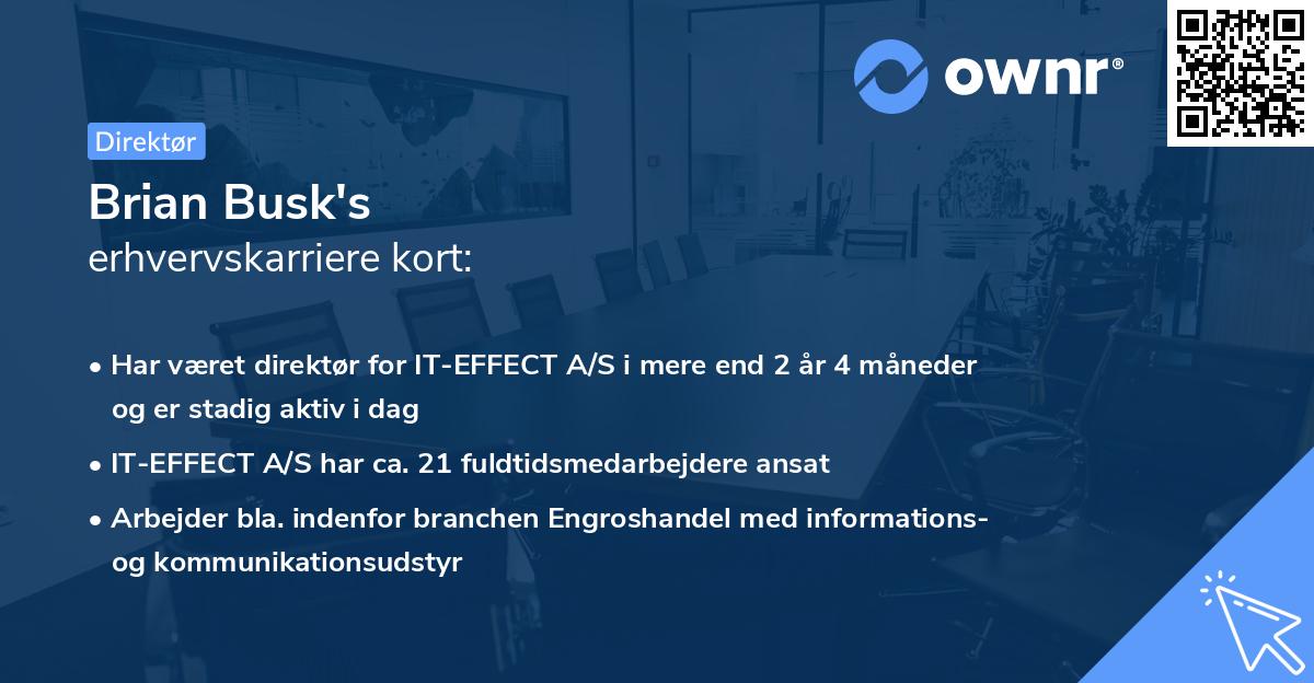 Brian Busk's erhvervskarriere kort