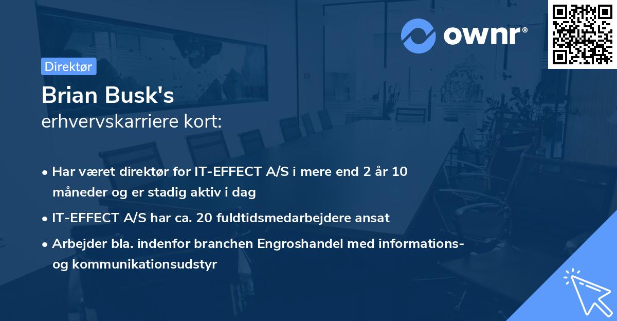 Brian Busk's erhvervskarriere kort