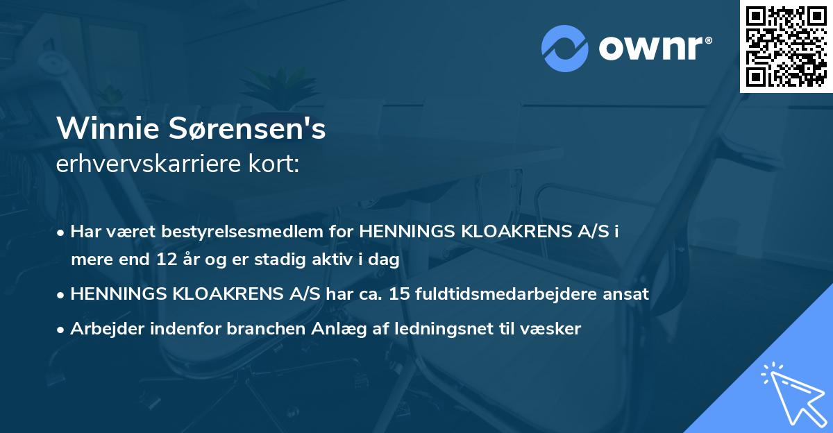 Winnie Sørensen's erhvervskarriere kort