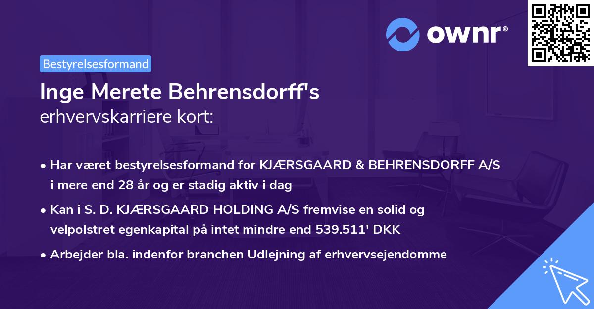 Inge Merete Behrensdorff's erhvervskarriere kort