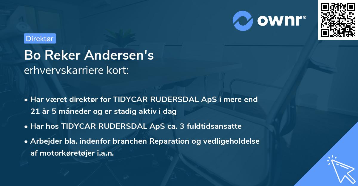 Bo Reker Andersen's erhvervskarriere kort
