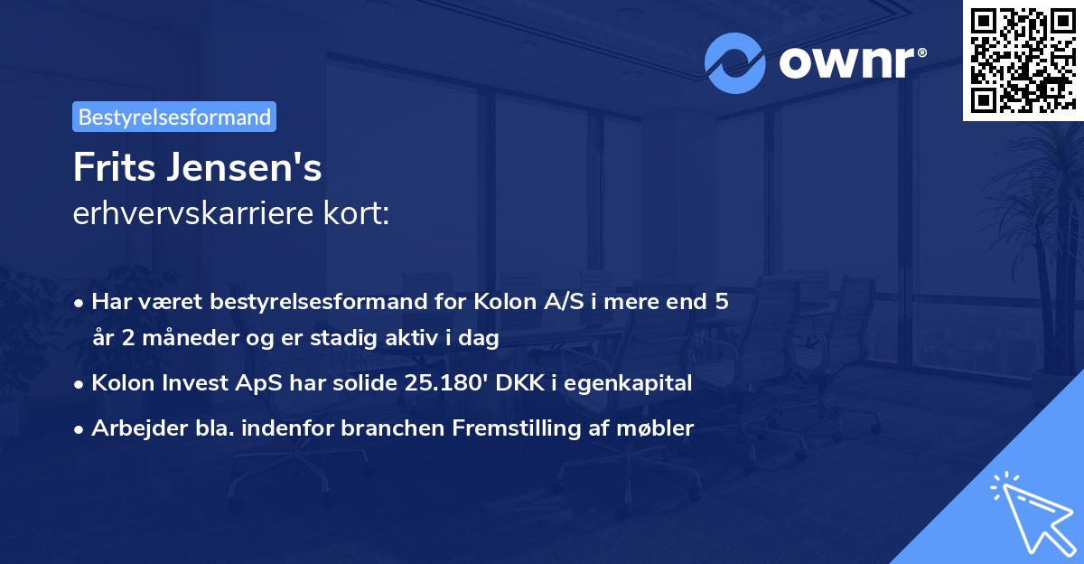 Frits Jensen's erhvervskarriere kort