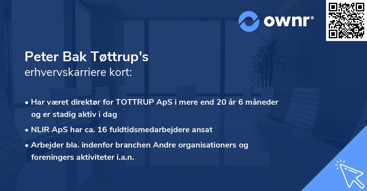 Peter Bak Tøttrup's erhvervskarriere kort