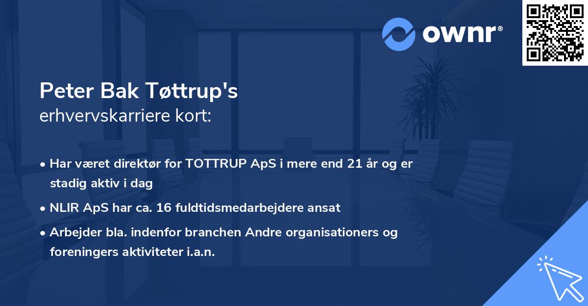Peter Bak Tøttrup's erhvervskarriere kort