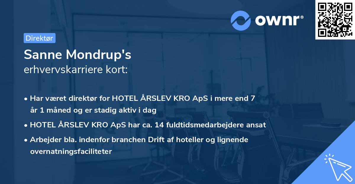 Sanne Mondrup's erhvervskarriere kort