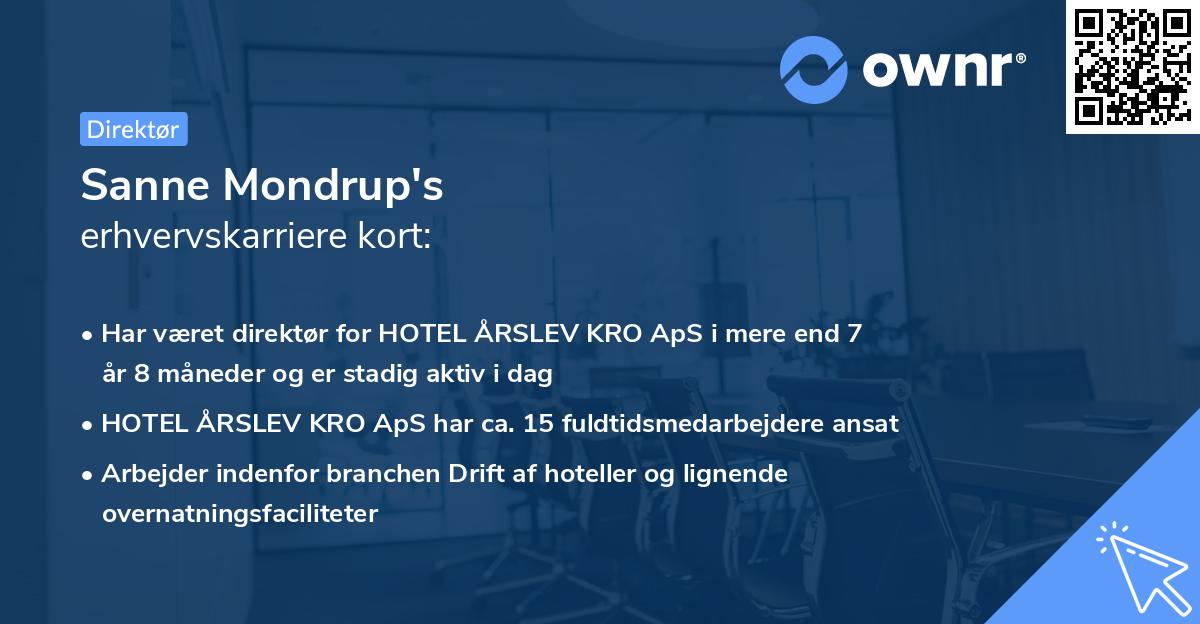 Sanne Mondrup's erhvervskarriere kort