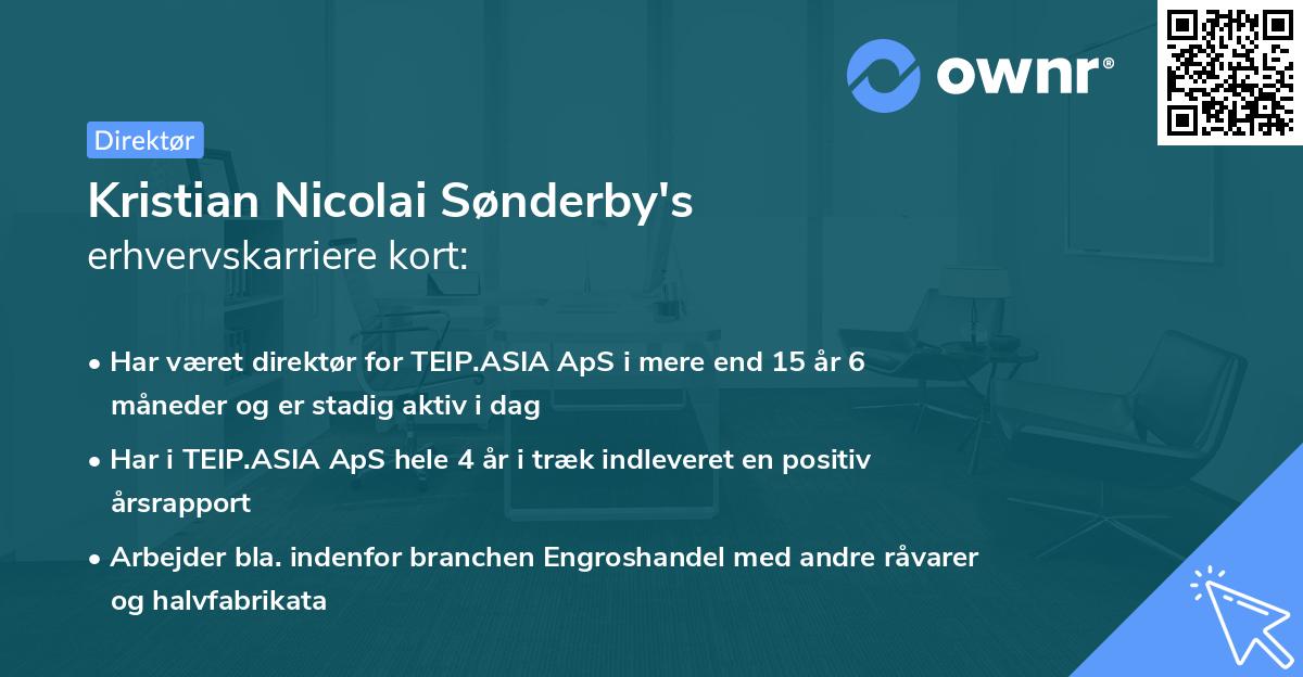 Kristian Nicolai Sønderby's erhvervskarriere kort