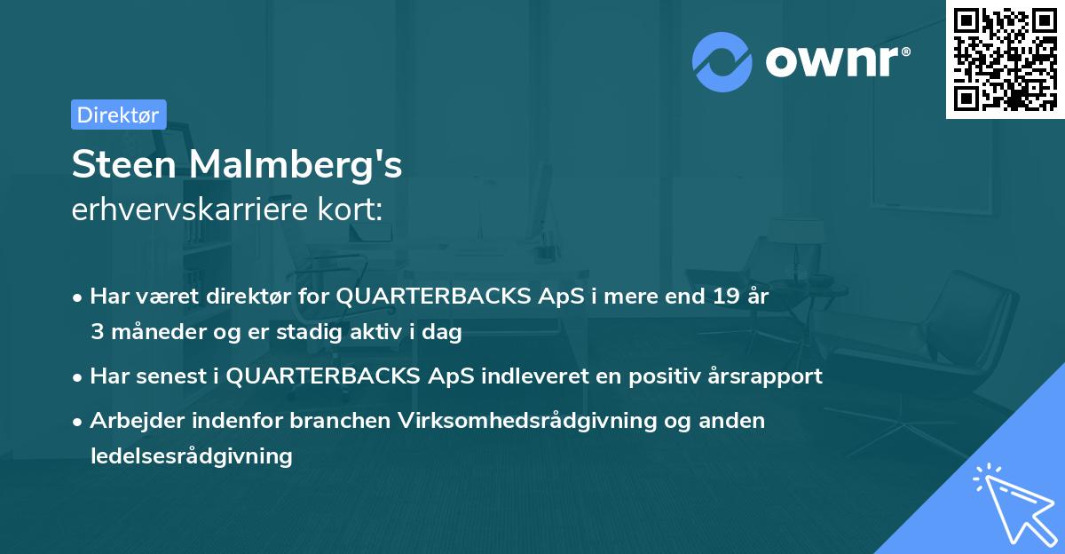 Steen Malmberg's erhvervskarriere kort