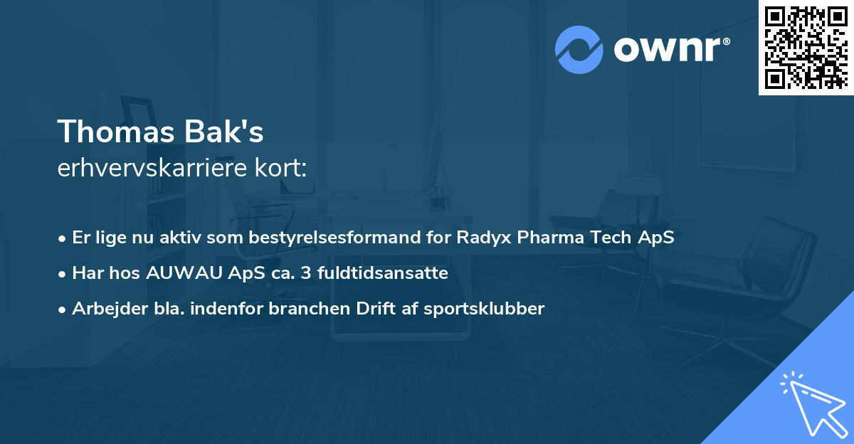 Thomas Bak's erhvervskarriere kort