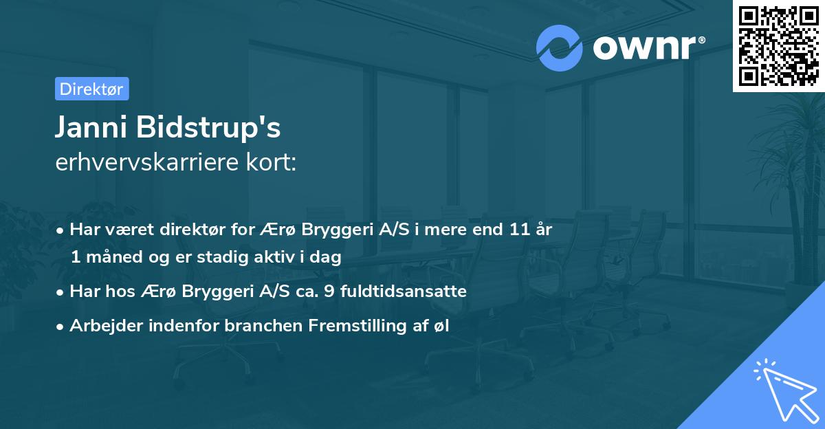 Janni Bidstrup's erhvervskarriere kort