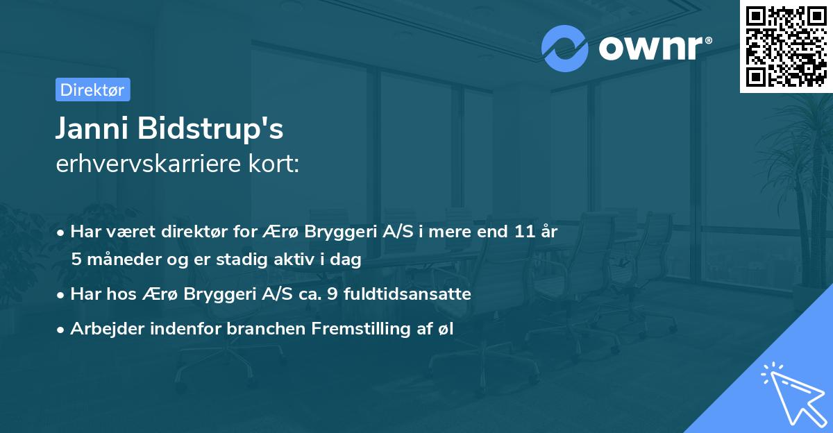 Janni Bidstrup's erhvervskarriere kort