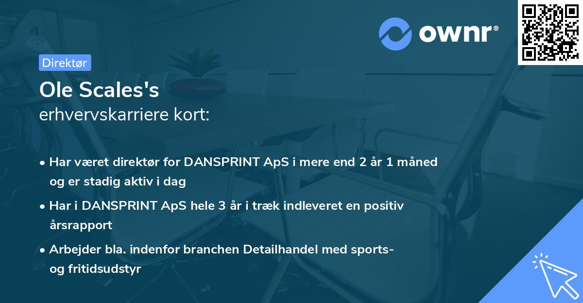 Ole Scales's erhvervskarriere kort