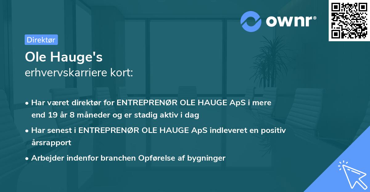 Ole Hauge's erhvervskarriere kort