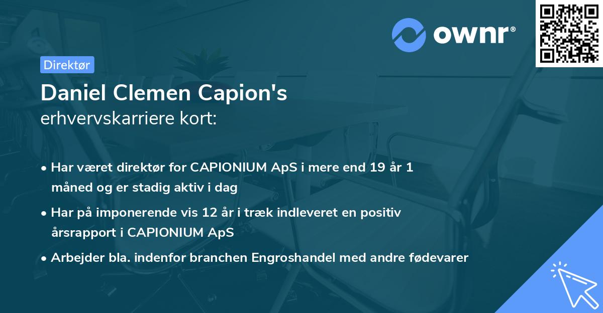 Daniel Clemen Capion's erhvervskarriere kort