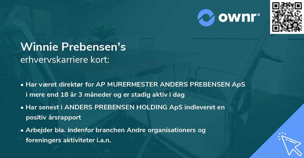 Winnie Prebensen's erhvervskarriere kort