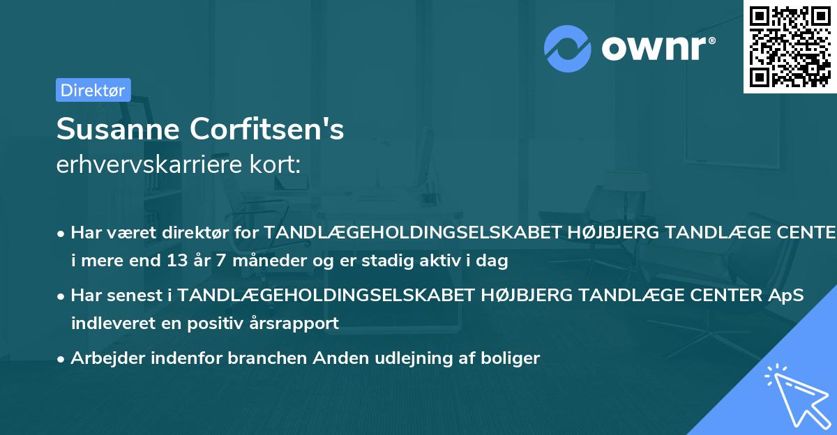Susanne Corfitsen's erhvervskarriere kort