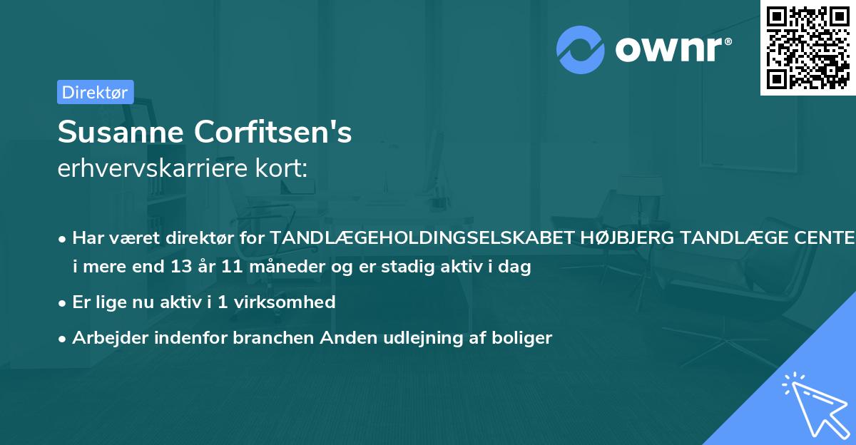 Susanne Corfitsen's erhvervskarriere kort