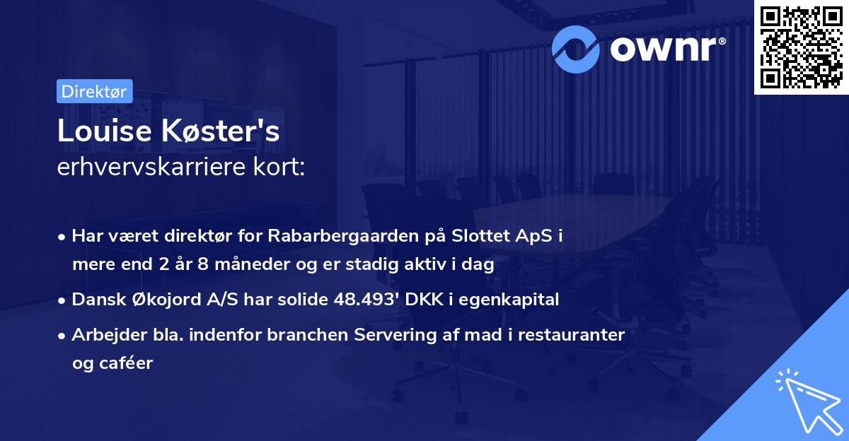 Louise Køster's erhvervskarriere kort