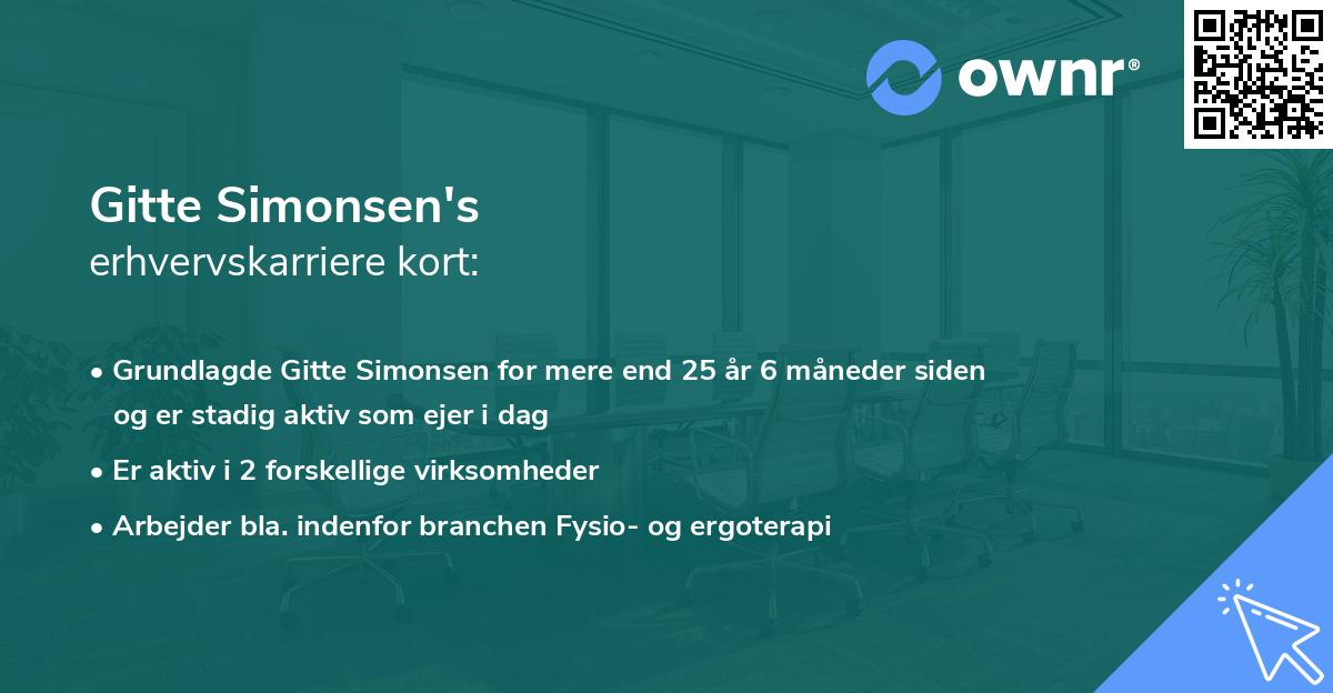 Gitte Simonsen's erhvervskarriere kort