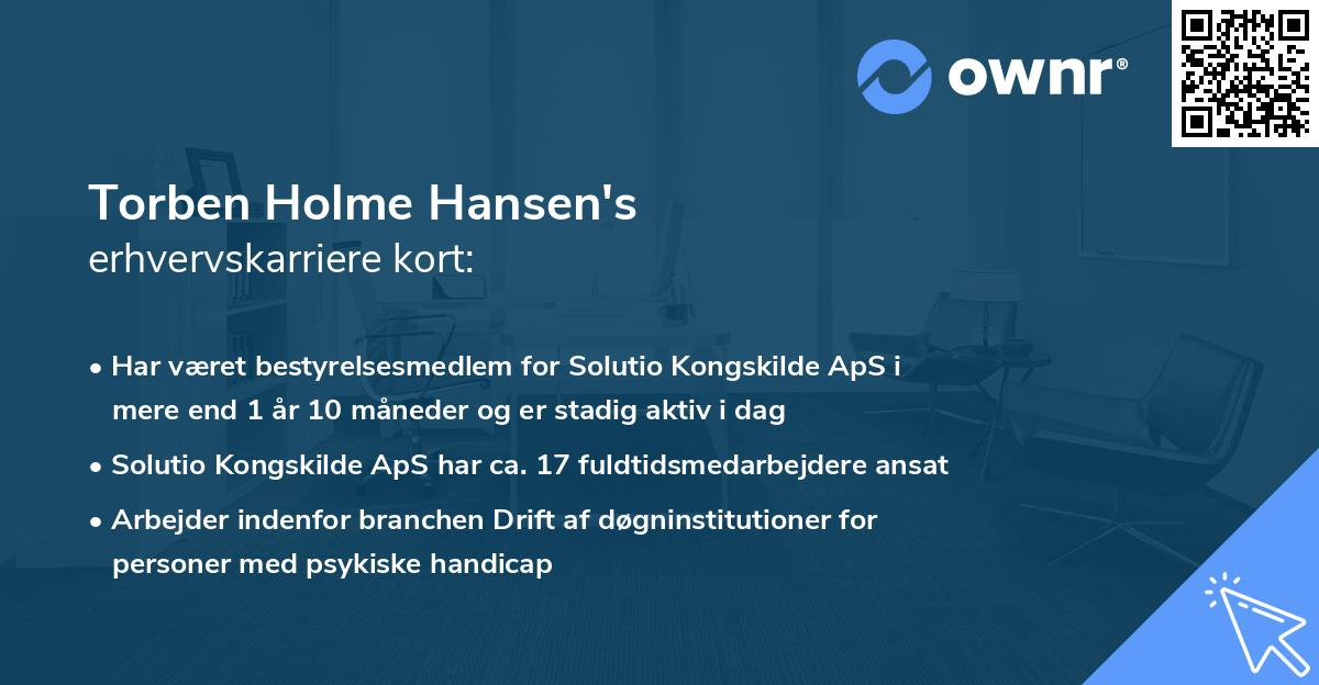 Torben Holme Hansen's erhvervskarriere kort