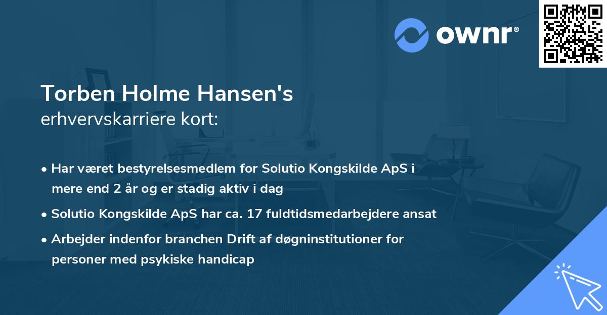 Torben Holme Hansen's erhvervskarriere kort