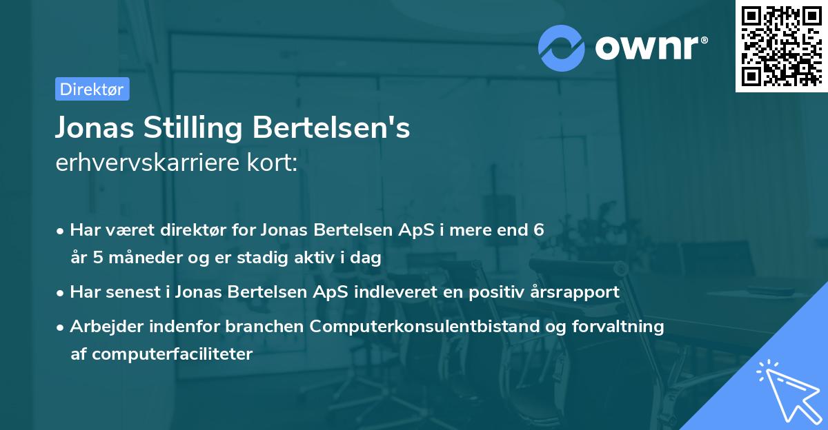 Jonas Stilling Bertelsen's erhvervskarriere kort