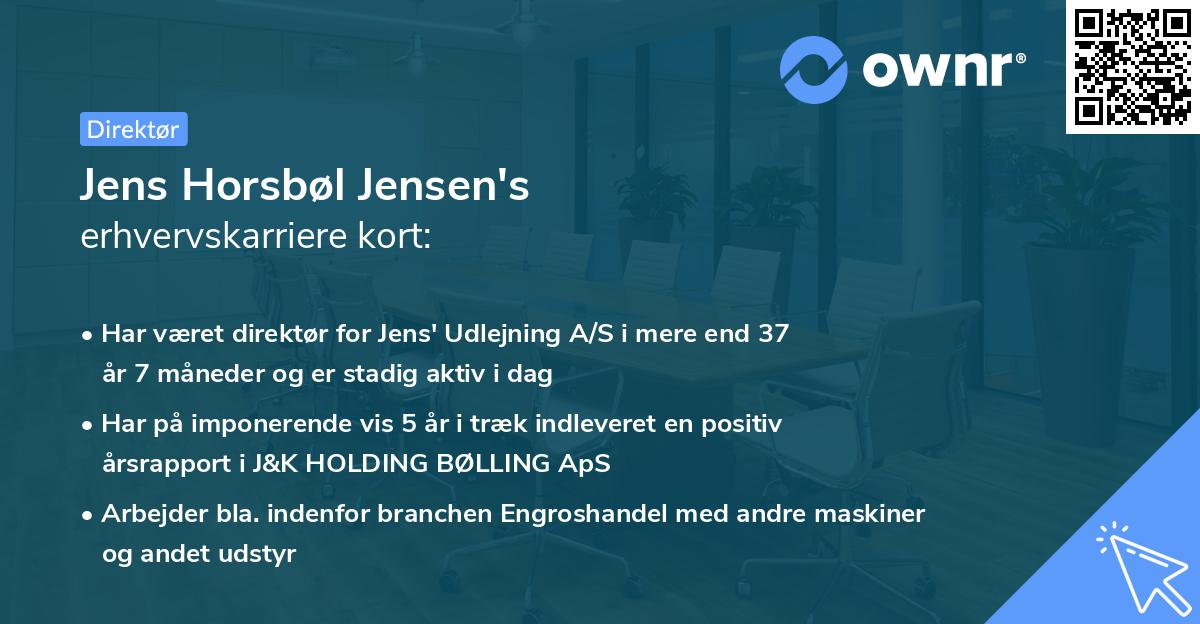 Jens Horsbøl Jensen's erhvervskarriere kort