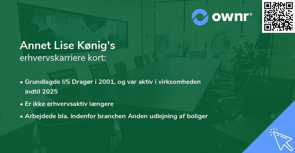 Annet Lise Kønig's erhvervskarriere kort