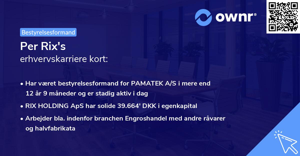 Per Rix's erhvervskarriere kort